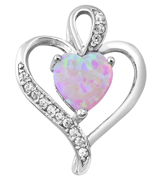 Pendant de corazón con piedra Opal Rosa