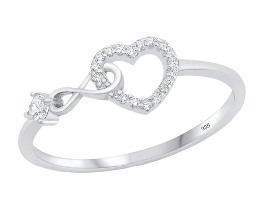 Sortija de corazón y infinity