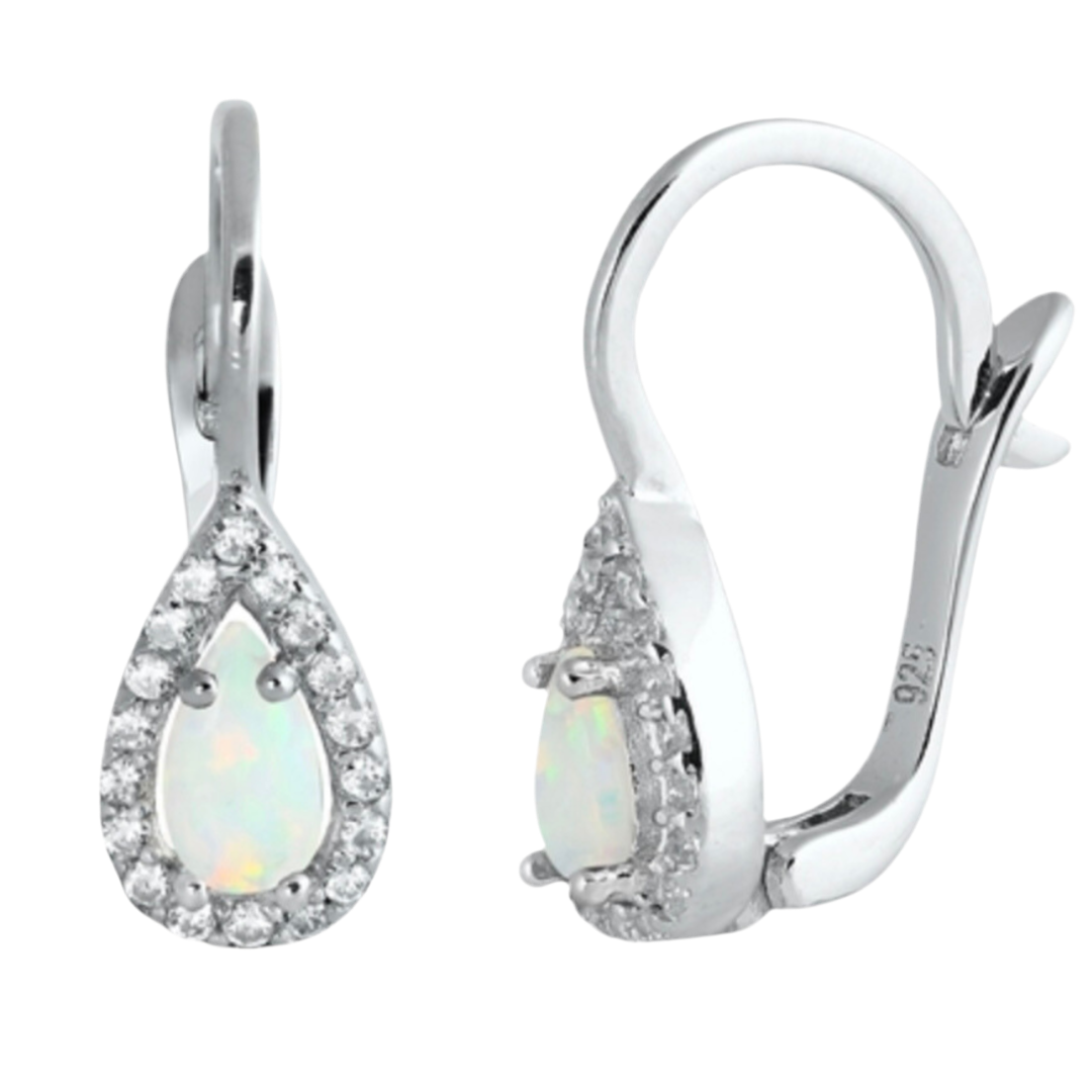 Hoops tear drop con piedra opal