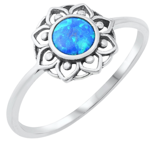 Sortija mándala con opal azul