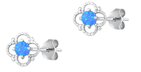 Pantallas de flor con piedra opal azul