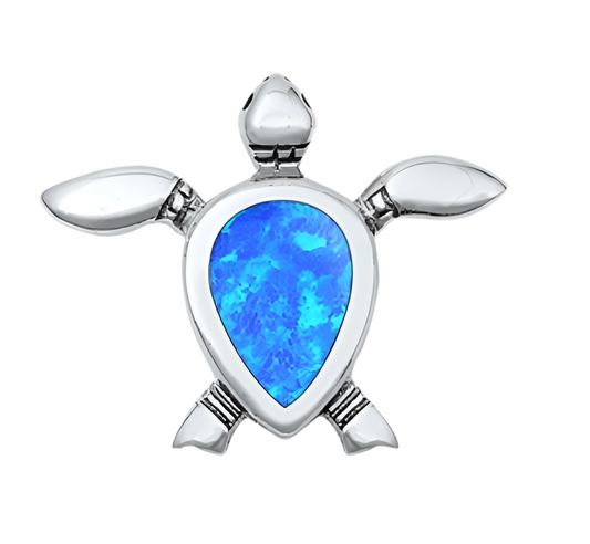 Pendant de tortuga con piedra opal azul