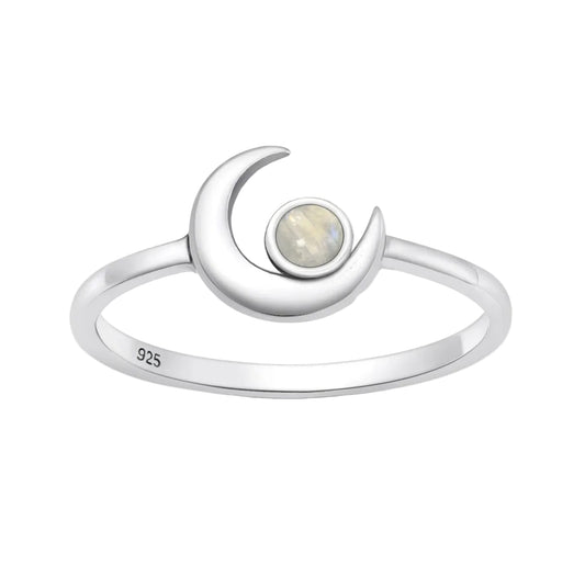 Sortija de luna con piedra moonstone