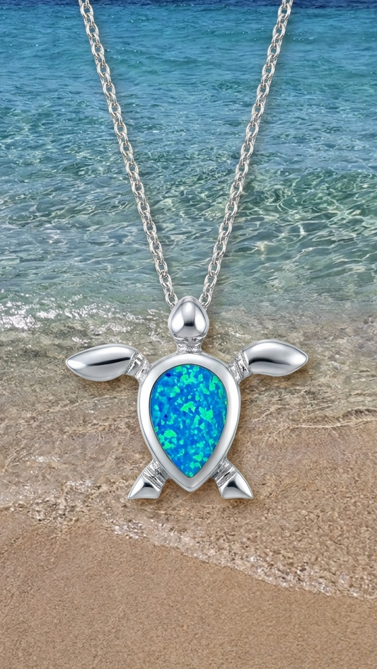 Collar de tortuga con opal azul