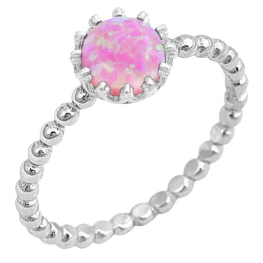 Sortija con piedra opal rosa