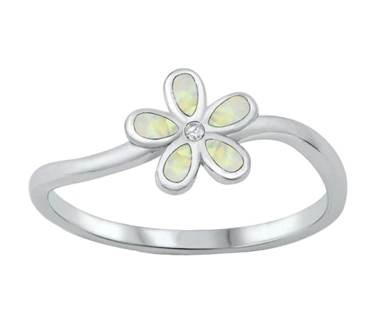 Sortija de Plumaria con piedra opal blanco