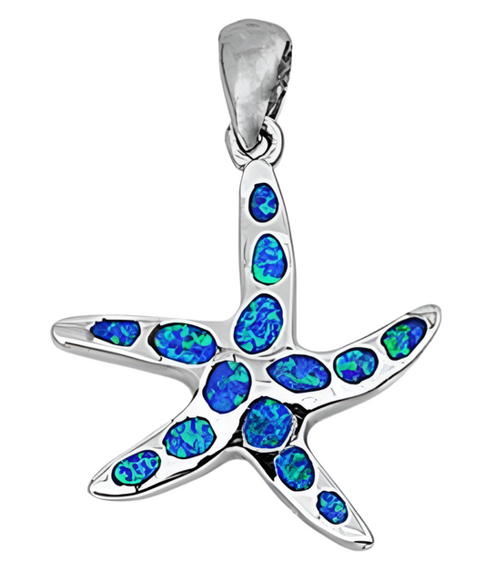 Pendant de Estrella de mar con piedra Opal azul