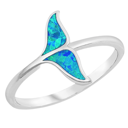 Sortija de cola con opal azul
