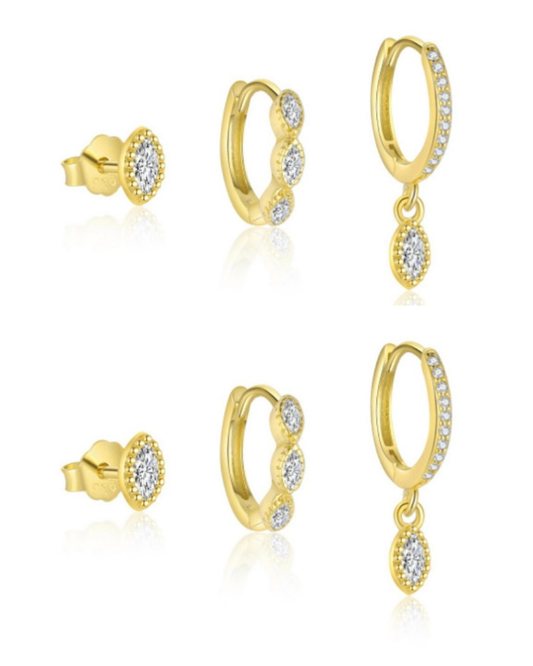 Set de pantallas doradas con piedras zirconias