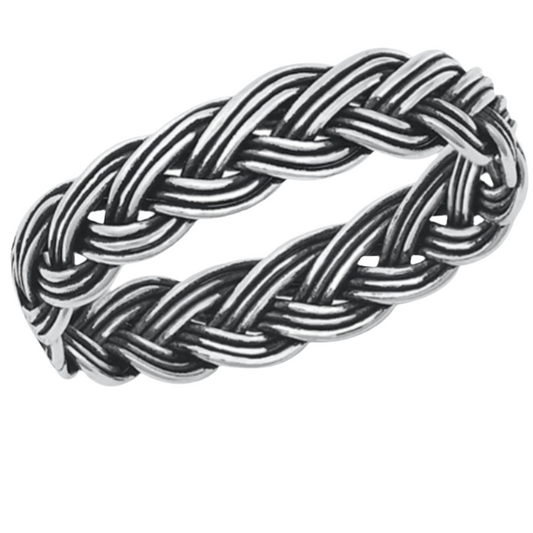 Braided Band Silver Ring