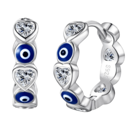 Hoops con corazones y evil eye