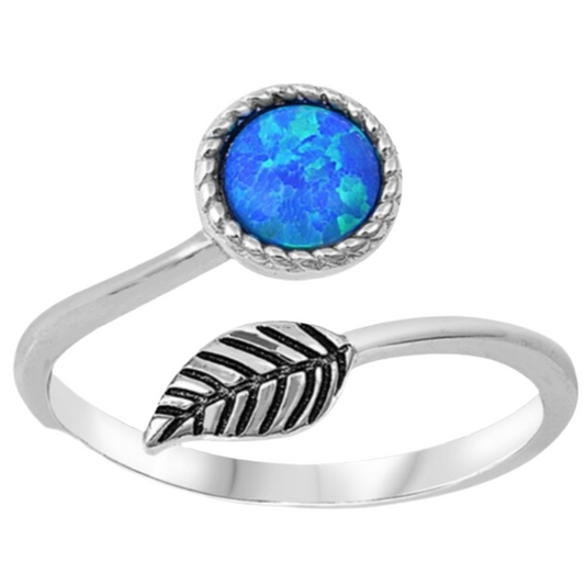 Sortija de hoja con piedra opal
