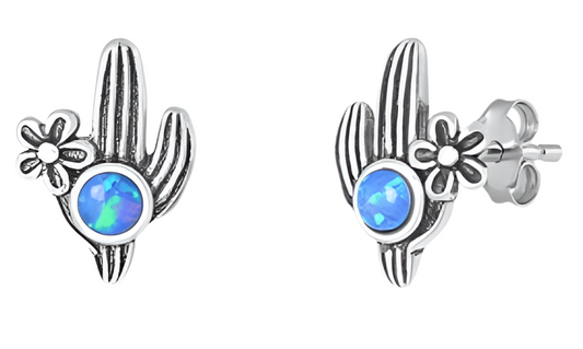 Pantallas de cactus con piedra Opal azul