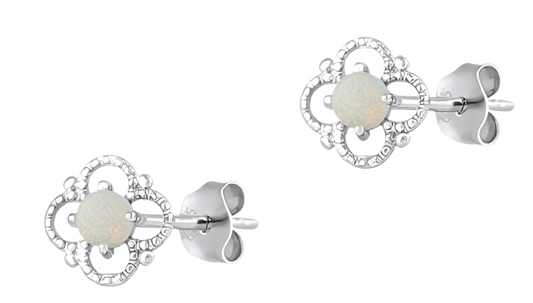 Pantallas flor con piedra opal blanco