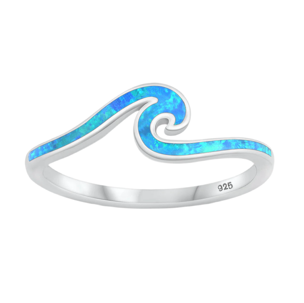 Sortija de ola con piedra opal azul