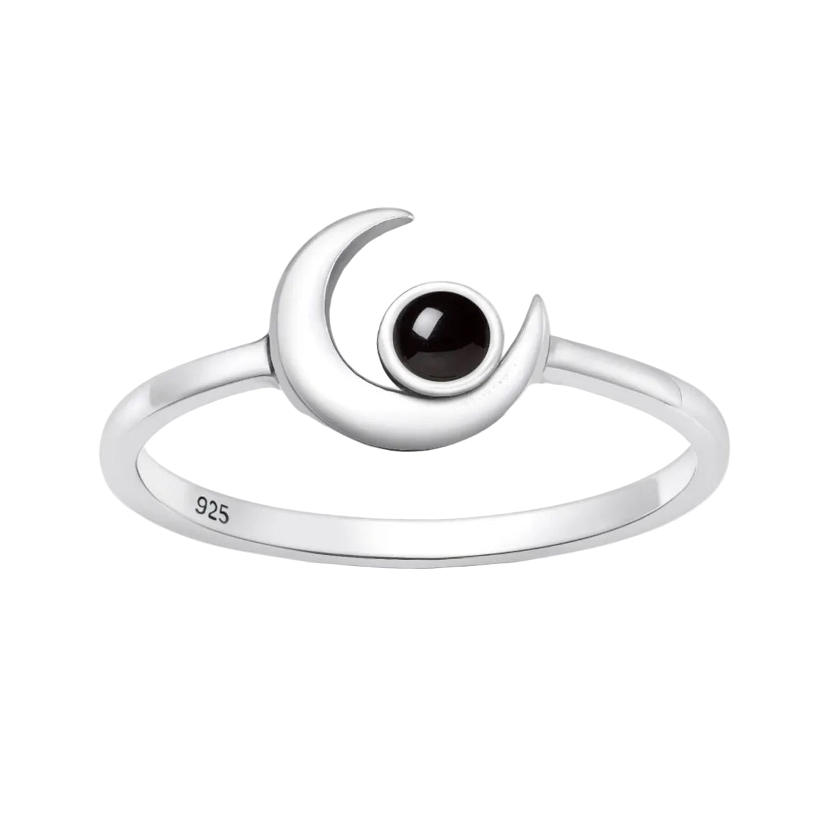 Sortija de luna con piedra agate negra