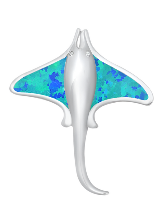 Pendant de mantarraya con piedra opal azul