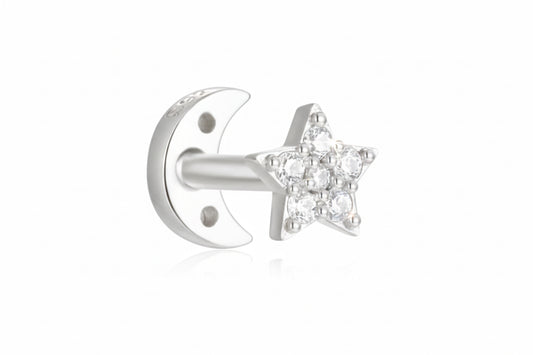 Pantalla para piercings reversible de estrella y luna