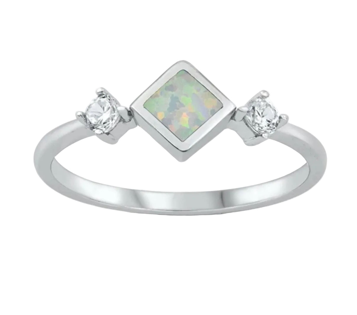 Sortija con piedra opal blanco