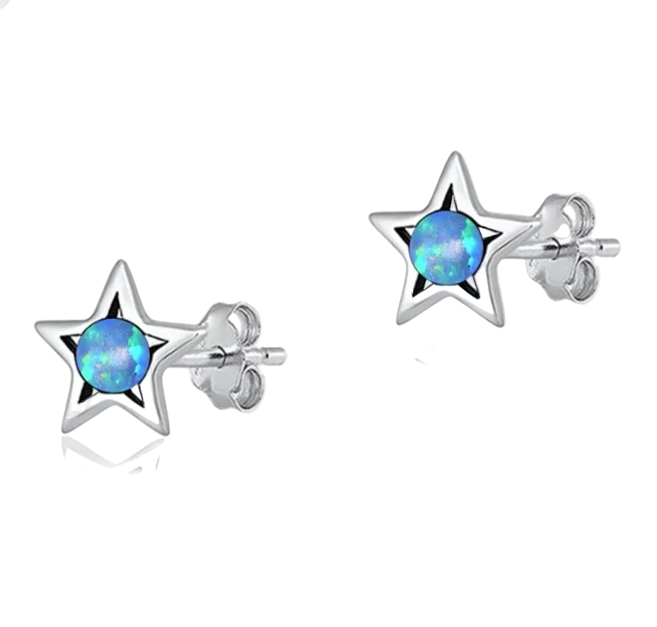 Pantallas de estrellas con piedra opal azul