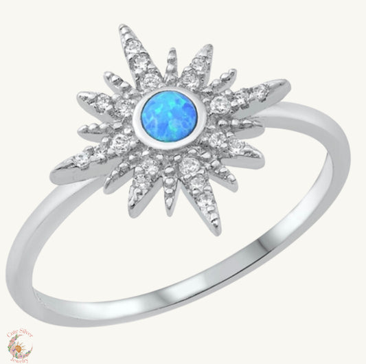 Sortija de estrella opal azul