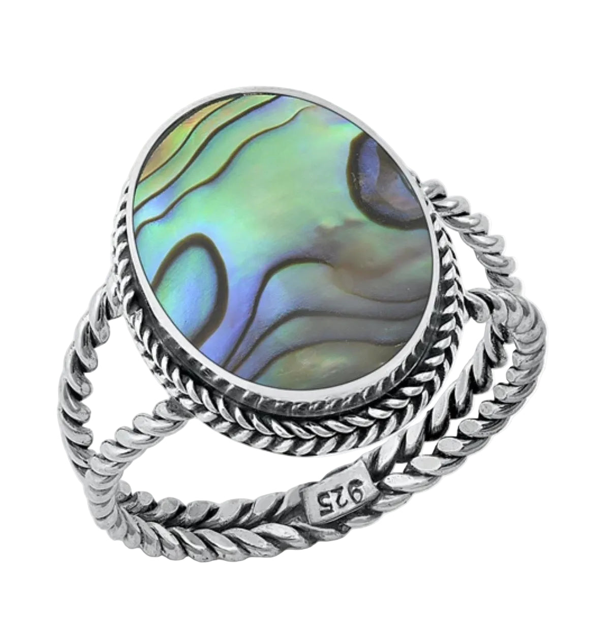 Sortija con piedra abalone shell