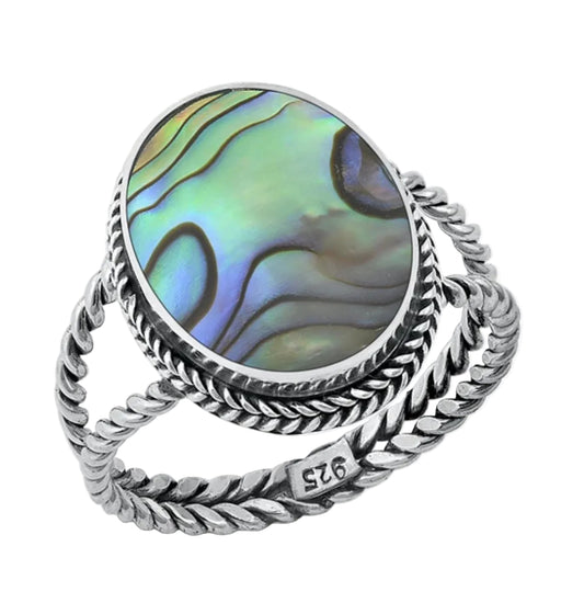 Sortija con piedra abalone shell