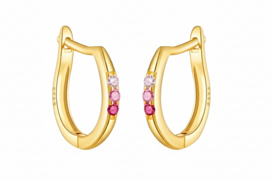 Hoops dorados con piedras rosas