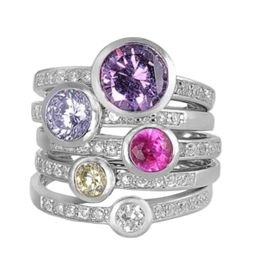 Set de 5 sortijas con piedras de colores