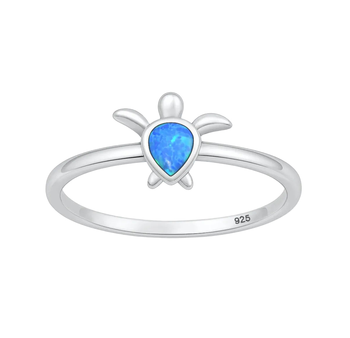Sortija de tortuga con piedra opal azul