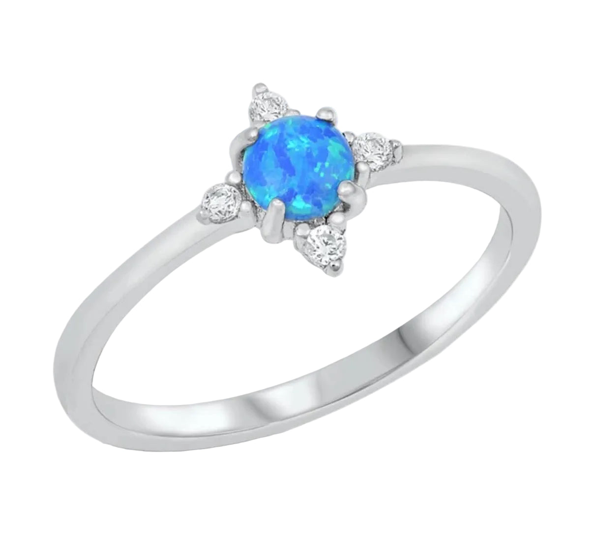 Sortija de estrella con piedra opal azul