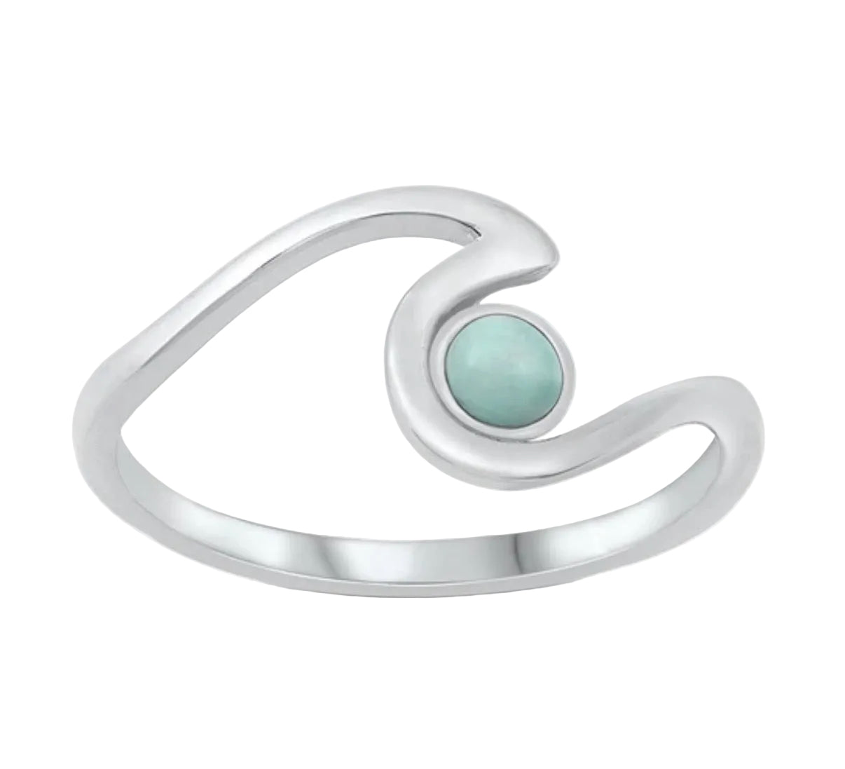Sortija de ola con piedra larimar