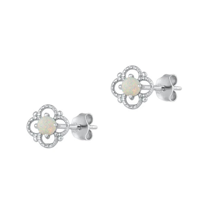Pantallas flor con piedra opal blanco