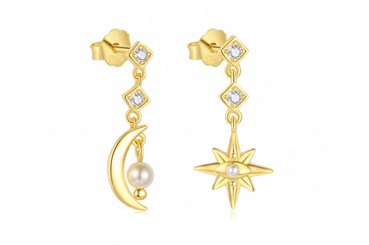 Pantallas de luna y estrella doradas