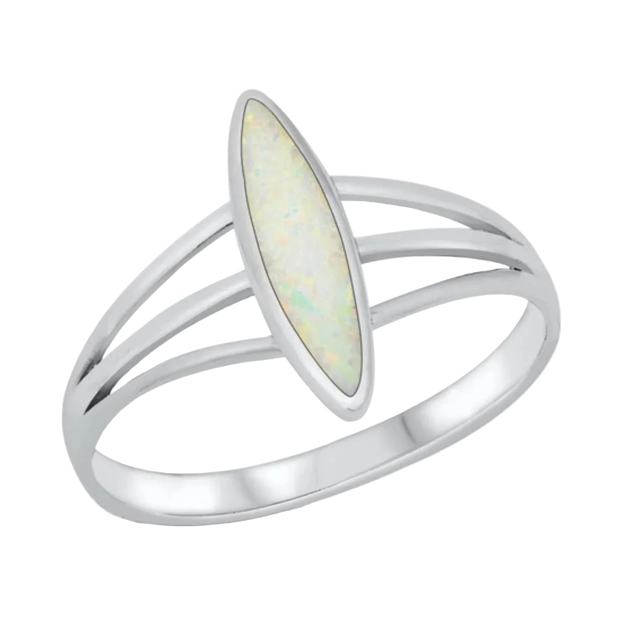 Sortija de piedra opal blanco