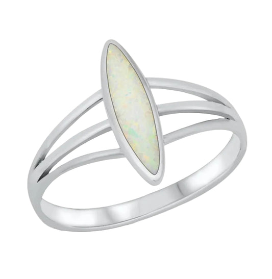 Sortija de piedra opal blanco