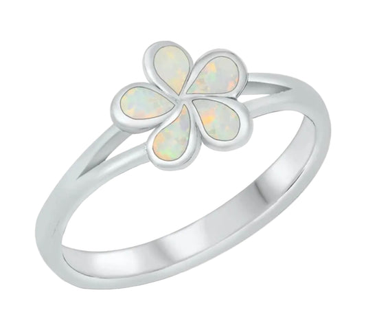 Sortija de Plumaria con piedra opal blanca