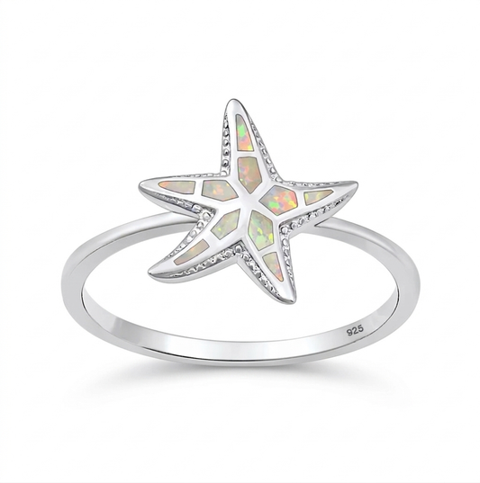 Sortija de mar con piedra opal blanco